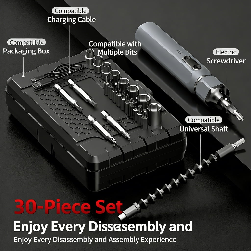 Rechargeable Cordless Electric Screwdriver Power Tool Small Drill for Computer Outdoor Repair