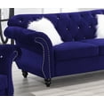thumbnail image 6 of Majestic Look 2pcs Sofa set Indigo Velvet Fabric Luxurious Rolled Arms Sofa and Loveseat Living Room Furniture Couch Plush Cushions, 6 of 7