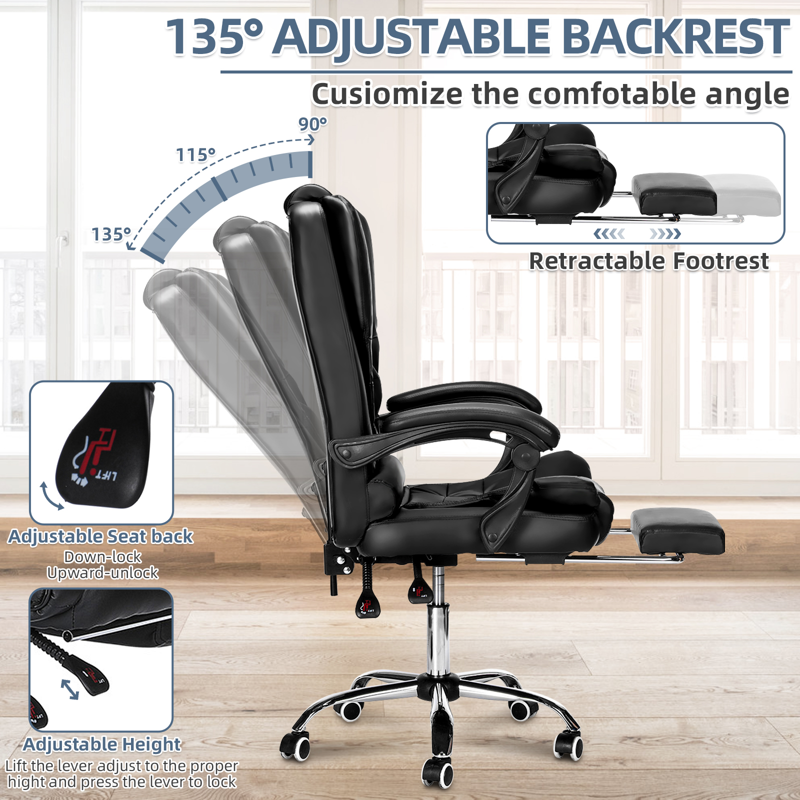 Hoffree Office Chair Ergonomic Computer Desk Chair Big and Tall ...