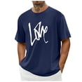 thumbnail image 2 of UVEASISHA Valentine Day T Shirts for Men Short Sleeve Crewneck Tee Love Letter Print Tshirts Casual Regular Fit Gym Workout Shirt Holiday Gifts Navy S, 2 of 5