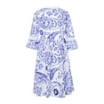 thumbnail image 4 of VISgogo Vestido suelto con cuello en V para mujer, bohemio 3/4 de manga larga con ribete de encaje, minivestido de playa fluido VISgogo  moda, 4 of 9