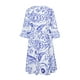 thumbnail image 4 of VISgogo Vestido suelto con cuello en V para mujer, bohemio 3/4 de manga larga con ribete de encaje, minivestido de playa fluido VISgogo  moda, 4 of 9