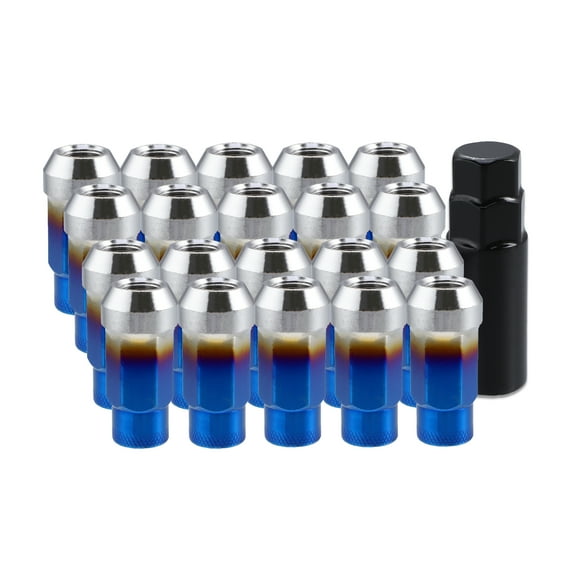 20pcs M12x1.25 CNC Lug Nuts Open End Wheel Lug Nuts with Socket Key Tool Set Multicolor