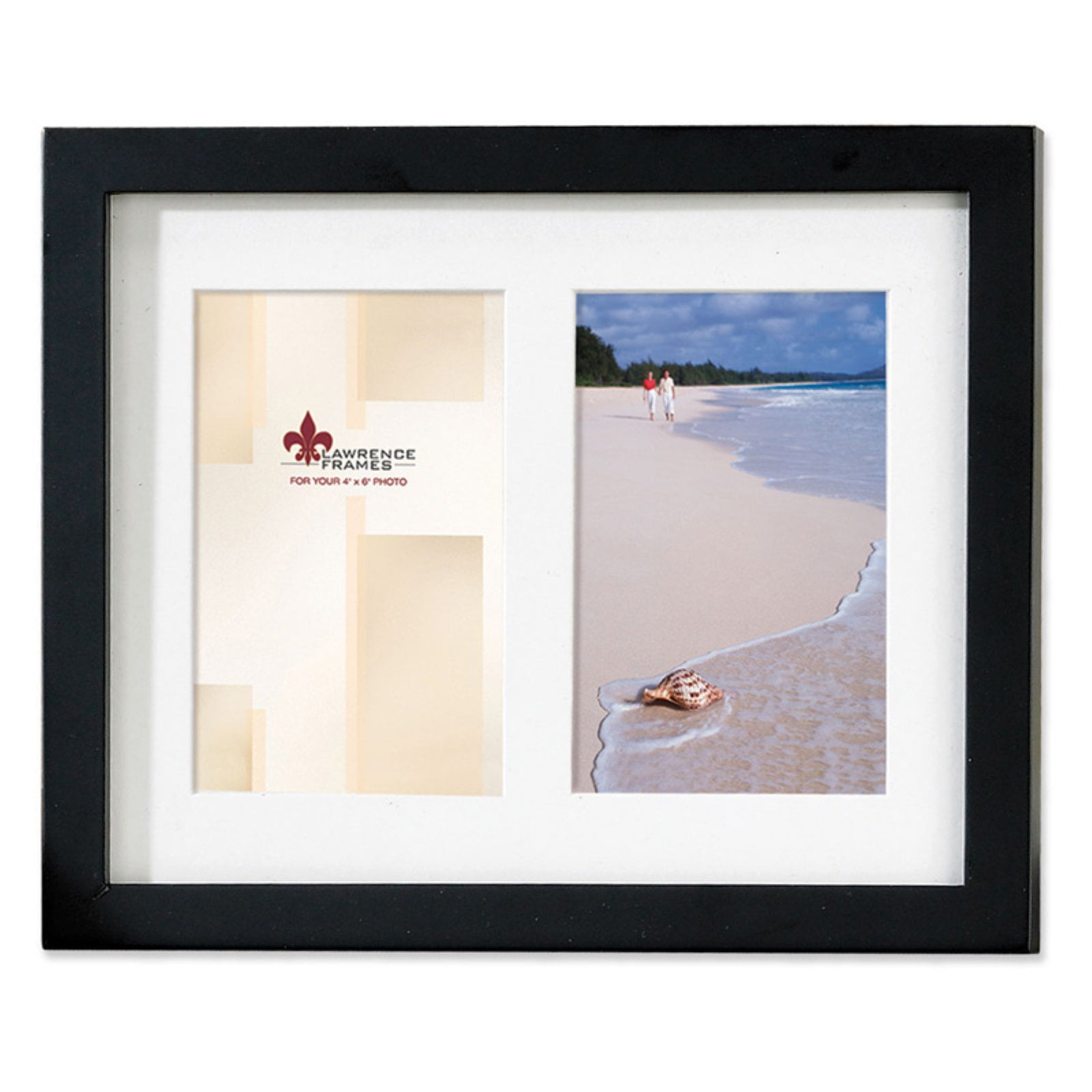 Black Wood Double 4x6 Matted Picture Frame
