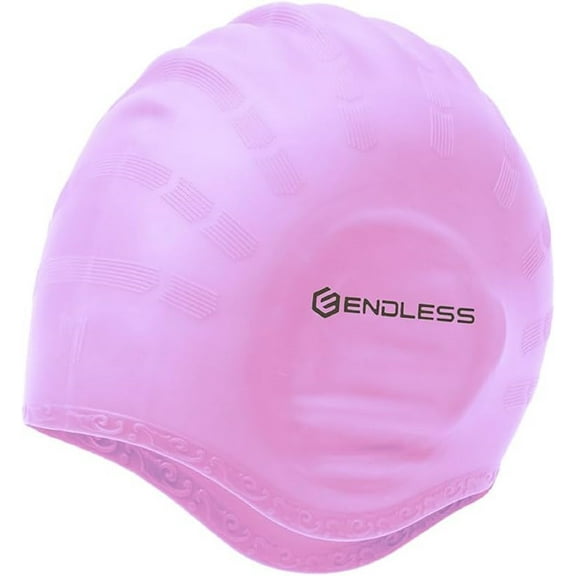 Endless EL-1023PINK Comfortable Silicon Swimming Cap with Ergonomic Ear Pockets - Pink - Adult Free Size