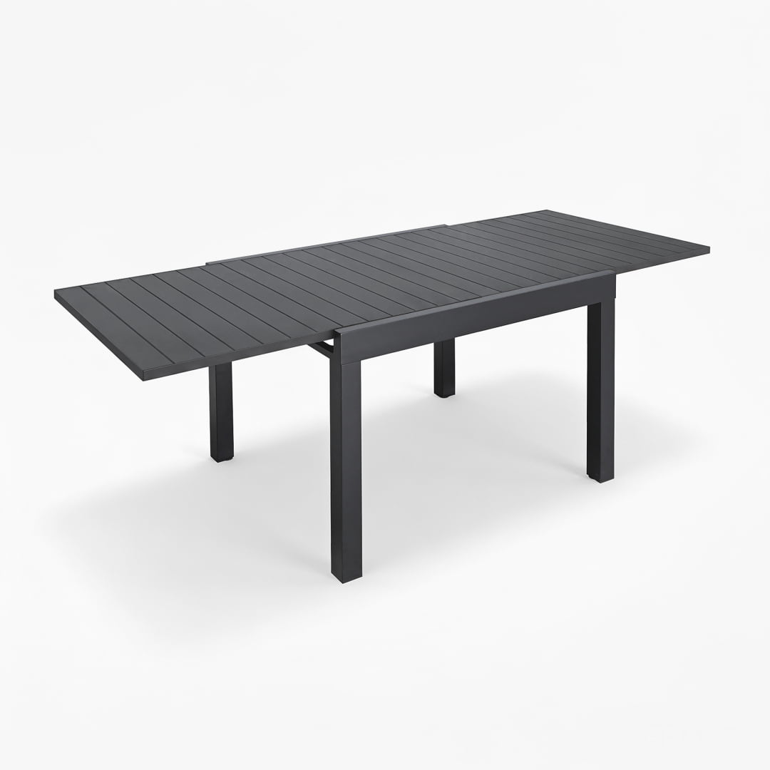 Expandable Aluminum Outdoor Patio Dining Table for 4-8, Extendable 38" to 76", Weather-Resistant, Black