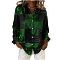 thumbnail image 3 of Tops de Manga Larga de las Mujeres Casual con Impresión Unisex Del Día de San Patricio, Blusa de Cuello Giratoria con Botones para el Uso Diario, 3 of 8