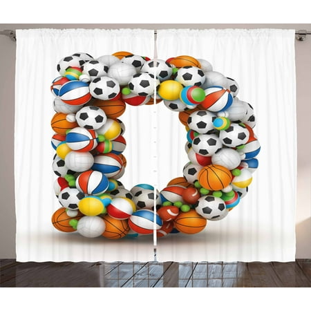 Letter D Curtains 2 Panels Set Typescript In Sports Inspired