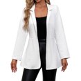 thumbnail image 6 of Kilaqueen Plaid Embossed Womens Blazers for Work Casual Notched Lapel A-line White Blazer Long Sleeve Open Front Cardigan Lightweight Suit Jackets, 6 of 7