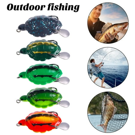 Kuorak 5.5CM/11.7G Turtle Fishing Lure with Spinner Sequin Sharp Hook Realistic Topwater Floating Artificial Snakehead Frog Hard Bait Outdoor Fishing Accessories