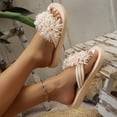 thumbnail image 3 of EliteGoogv Womens Flower Platform Flip Flops Comfortable Thick Sole Wedge Slippers Summer Beach Casual Non Open Toe Thong Sandals for Daily Wear,US:6.5, 3 of 8