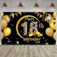 thumbnail image 1 of 18 Decoraciones de Fiesta en Oro Negro, Pancartas de Feliz Cumpleaños Cartel de Porche de Fiesta Pancarta Decoración de Fiesta Pancartas Colgantes para el Hogar Exterior Pared Fiesta Apartamento, 1 of 5