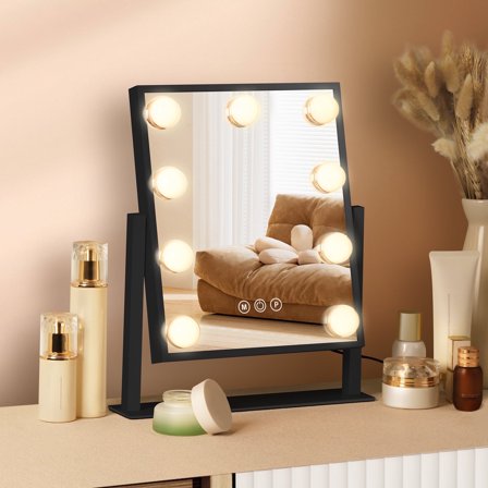 BBeauty Planet Vanity Mirror with Lights, Hollywood Lighted Vanity Makeup Mirror, 10x Magnification, Black