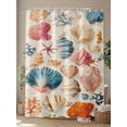 thumbnail image 4 of Boanket Polyester Fabric Coastal Shell Shower Curtain, Summer Nautical Shell Beach Starfish Waterproof Bathtub Curtain Bathroom Decor Set with Hooks 36 x 72 Inches,, 4 of 6