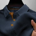 thumbnail image 4 of Tops for Men under $5 Short Sleeved Lapel Button Casual Solid Color T-shirt Navy M, 4 of 5