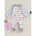 thumbnail image 2 of FEORJGP Infant Baby  Valentine's Day Clothes Newborn Girls Boys Long Sleeve Rompers Heart Print Crew Neck Jumpsuits Toddler Loose Casual Daily Bodysuits for Spring Fall, 2 of 9