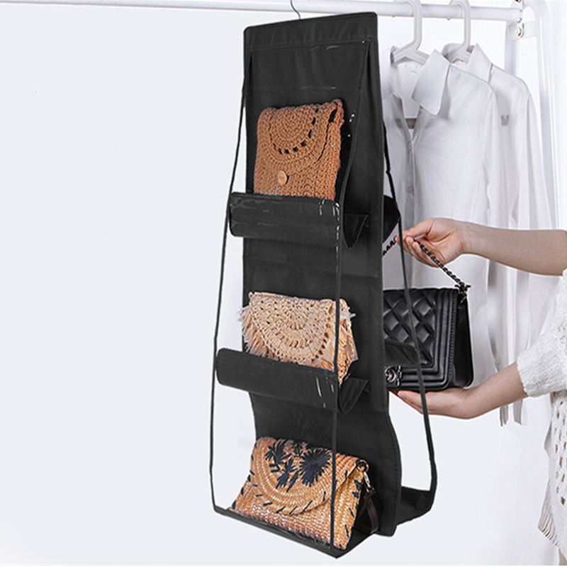 Closet Door Hanging Handbag Storage Organizer Purse Bag With 6 Pockets Double Sided For Clothes Bags Closet Door Hanging Handbag Storage