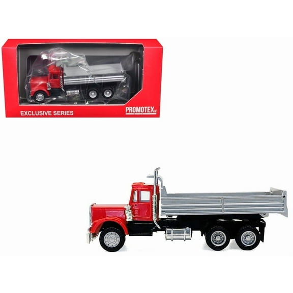 Peterbilt Dump Truck with Red Cab 1/87 (HO) Scale Plastic Model Car by Promotex
