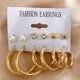 thumbnail image 1 of Juego de pendientes de aro de perla de 17KM, Pendientes colgantes de acrílico de mariposa para mujer, pendiente de Metal hueco chapado en oro, joyería de dibujos animados Tan Jianjun unisex, 1 of 2