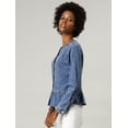 thumbnail image 4 of Chaqueta de mezclilla Allegra K con cuello redondo y botones para mujer Azul claro M, 4 of 6