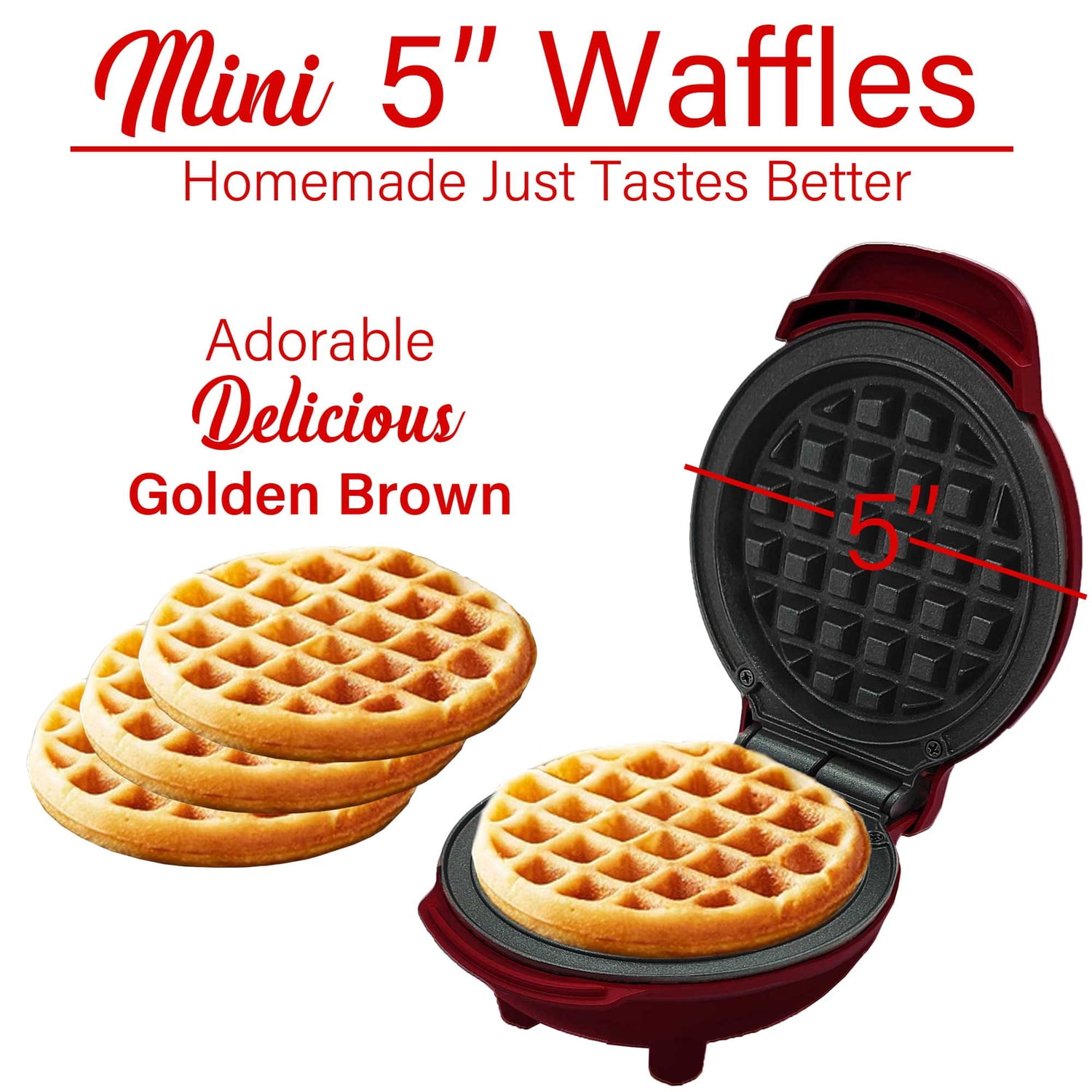 Brentwood Non-Stick Mini Waffle Maker, Red
