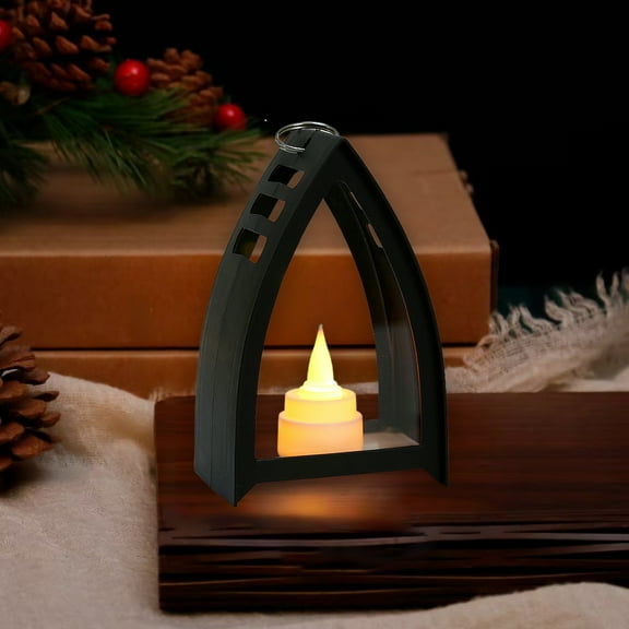 Flickering Electronic Candle Light, Battery Operated Flameless Tea Light with Realistic Flame Effect, for Christmas Halloween Home Decor(Black-A)
