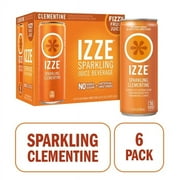 IZZE Sparkling Juice Beverage Blend, Clementine Flavor, No Sugar Added, 8.4 fl oz Cans, 6-Pack