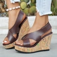 thumbnail image 2 of SACFOF Women's Platform Heels Open Toe Slip on Heels for Women High Chunky Block Wedges Sandals Dressy Pumps Shoes, 2 of 6