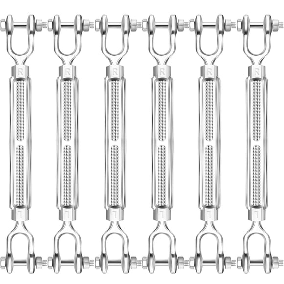 M12 Hot Dipped Galvanized Steel Turnbuckle, 1/2 Inch Heavy Duty Jaw and Jaw Turnbuckle, 2200 Lbs Working Load Limit Turnbuckles for Sun Shades Cables Tent Installation Outdoor String Lights