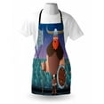 thumbnail image 3 of Nordic Apron Cartoon Viking Character on Board of the Ship Fearless Warrior Figure and Wavy Sea, Unisex Kitchen Bib Apron with Adjustable Neck for Cooking Baking Gardening, Multicolor, by Ambesonne, 3 of 3