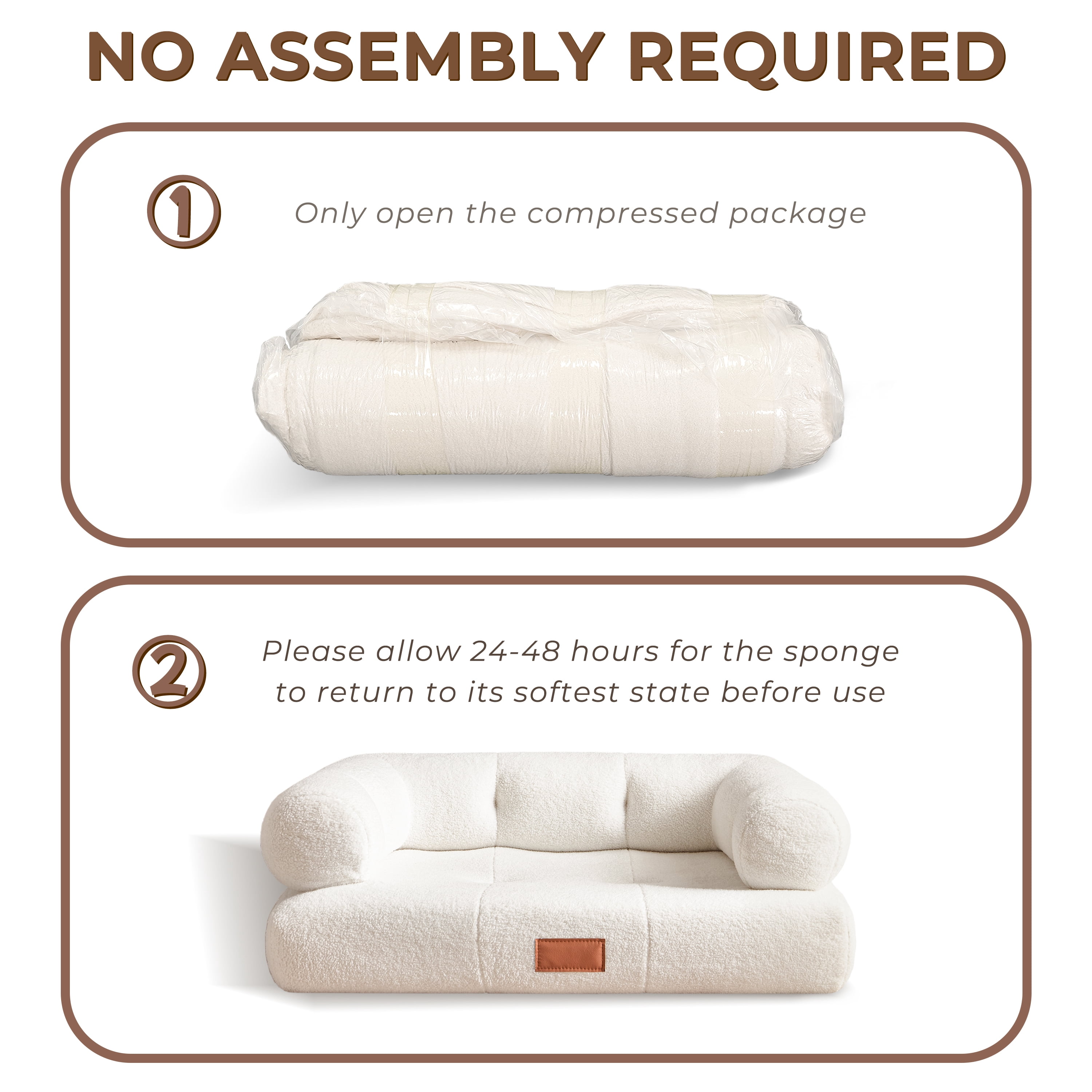 Faux Shearling Dog Bed Couch For Large Dogs Up To 70lbs, No Assembly Orthopedic Elevated Pet Sofa Bed, Furniture Style Comfy Dog Couch Bed, White