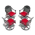 thumbnail image 3 of Patio Seating Cast Aluminum Patio Swivel Chair 4PCS With Black Frame and Red Cushions,Outdoor Seating, 3 of 12