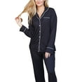 thumbnail image 2 of Doublju Women's Long Sleeve Button Down Pajama Sleepwear 2 pcs Set (Plus Size Available), 2 of 4