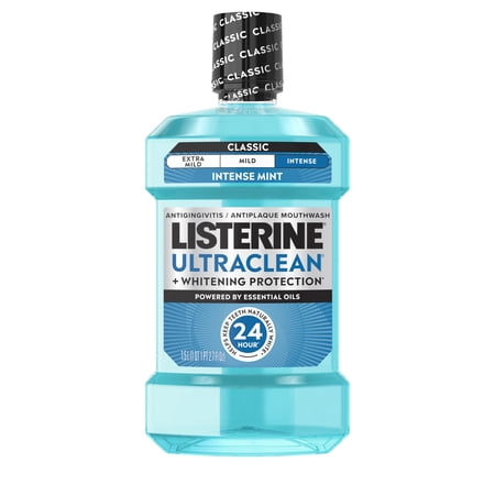 Listerine Ultraclean Intense Antiseptic Mouthwash + Whitening Protection, Intense Mint, 1.5 L
