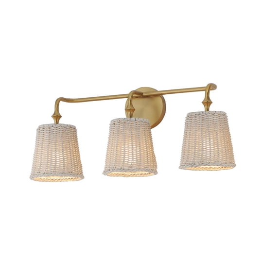 21483WWTNAB Maxim Lighting Baja - 3 Light Bath Vanity-10 Inch Tall and 24.25 Inch Wide-Natural Aged Brass Finish