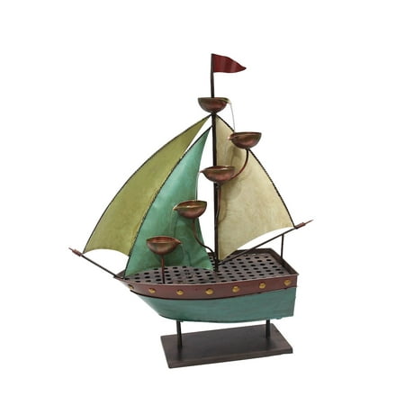 33 Inch Sailor Ship With 5 Leaf Cup Tier Floor Fountain