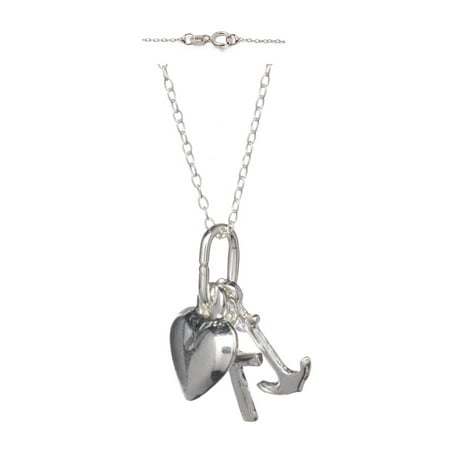 - Italian Sterling Silver Faith, Hope, Love Charm Pendant Necklace
