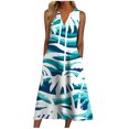 thumbnail image 4 of TSADFHJI Jupes pour Femmes Grande Taille Mode Féminine Imprimé Numérique Poche Col en V Personnalité Robe Décontractée TG Marine, 4 of 4