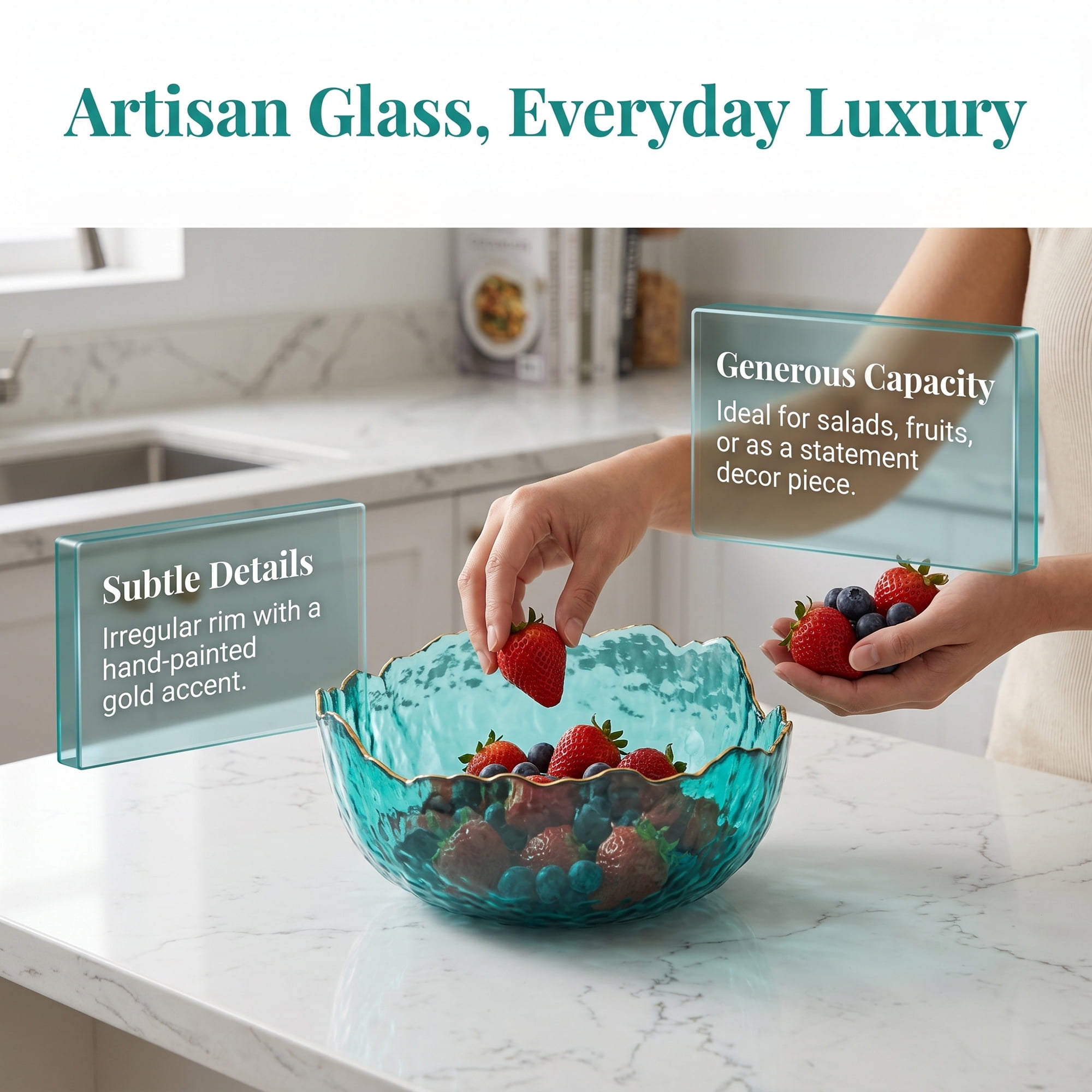 Unique Bargains Glacier Bowl Wavy Pedestal for Home Decor Lake Blue 6.5"L x 6.5"W x 3.1"H