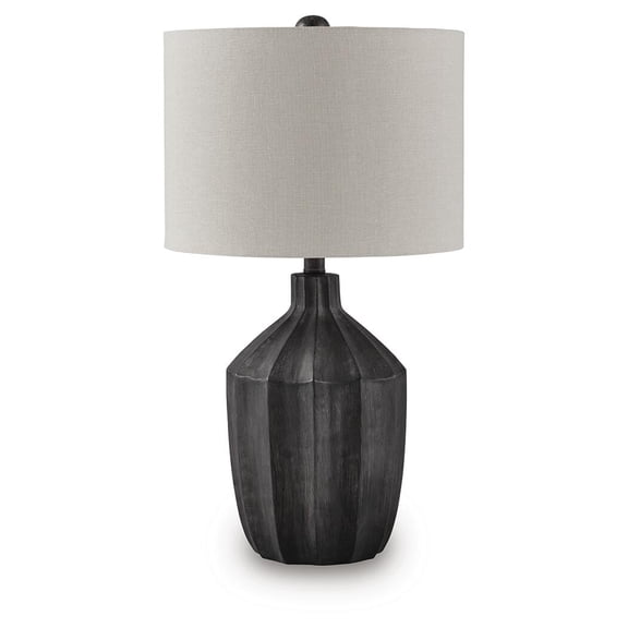 Signature Design by Ashley Jilton Poly Table Lamp, Black Finish, 24.75" Height, Drum Shade