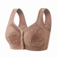 thumbnail image 2 of Lixiuxyad Women's Front Closure Floral Lace Bra Comfortable Support Underwire T Shirt Bralette Soft Wireless Everyday Wear,Bras for Women Brown 38, 2 of 6
