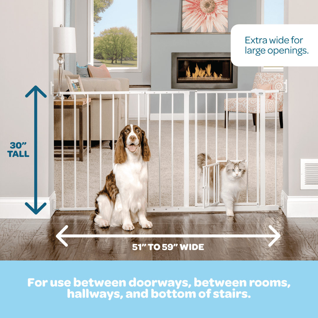 Carlson Maxi Pet Gate, White, 51"-58.5" L, 30" H