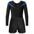 thumbnail image 4 of Eandarui Gymnastics Leotards for Girls Long Sleeve Ballet Dance Unitard Bodysuit Matching Shorts Blue 14, 4 of 7