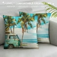 thumbnail image 3 of Orinice Palm Trees Surfboard Beach Graphic Decorative Throw Pillow Cover 12x12in, 3 of 5
