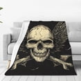 thumbnail image 1 of Balery Gothic Winged Skull Manta de Felpa Suave y Acogedora – Cobija de Franela Aterciopelada para Cama, Lavable y Cálida para Sofá, Mascotas, Transpirable-50"x40", 1 of 7