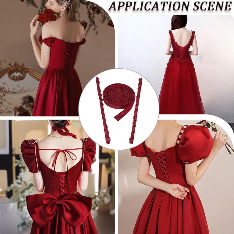 corset kits for wedding dresses Adjustable Back Kit Dress Corset Kit Bridal Dress Zipper Replacement Polyester Lace-up Loops Ribbons Ties Fit Satin Corset Back Kit Mickey Mouse Option:1/EA | Size : 2 x 2 - HHB2214EA Juliet JT2680R Beaded Long Diy corset back forward bride