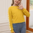 thumbnail image 5 of Xyxonk Girls Long Sleeve Shirts Size 10-12 Cute Daisy Prints Crop Tops Tween Girls Clothes Kids Crewneck Cute T-shirts Trendy Fall Outfits Yellow 130, 5 of 6
