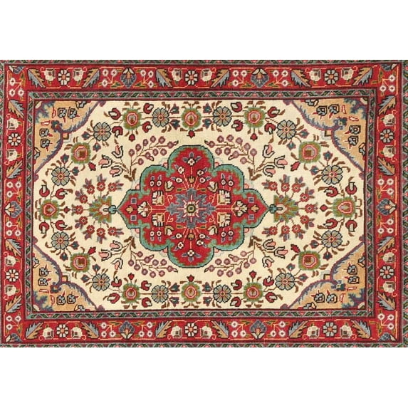 Ahgly Company Indoor Rectangle Traditional Red Medallion Area Rugs, 5' x 8'
