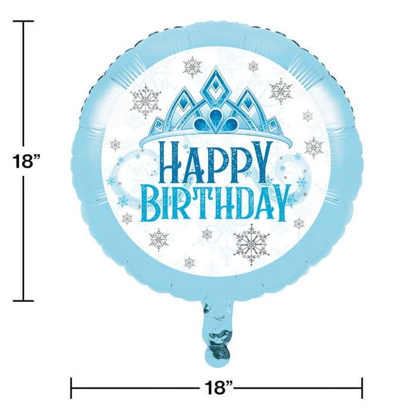 Snow Princess Happy Birthday 18" Metallic Balloon