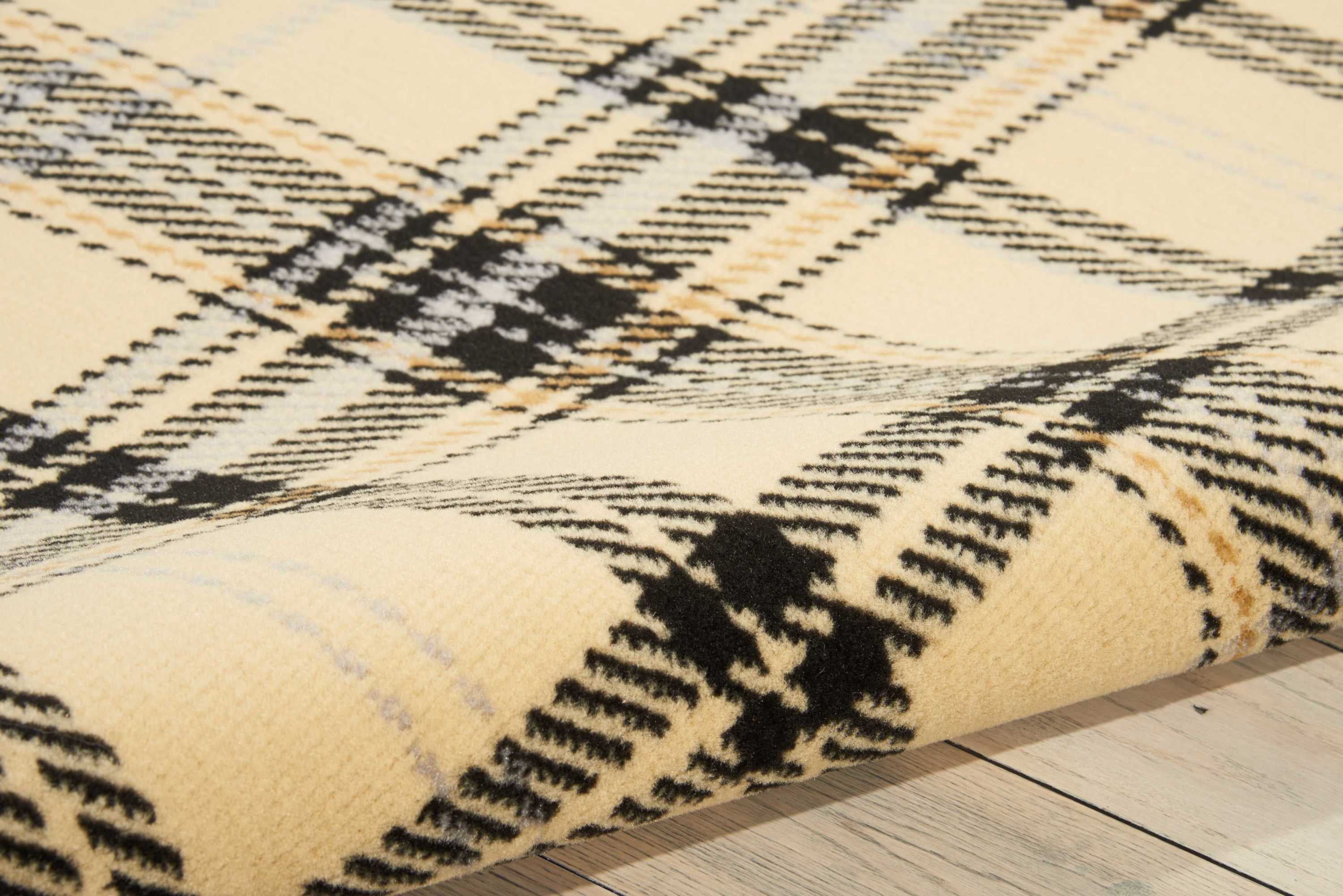 Cream/Black Farmhouse Plaid Area Rug by Pinewood Grove
